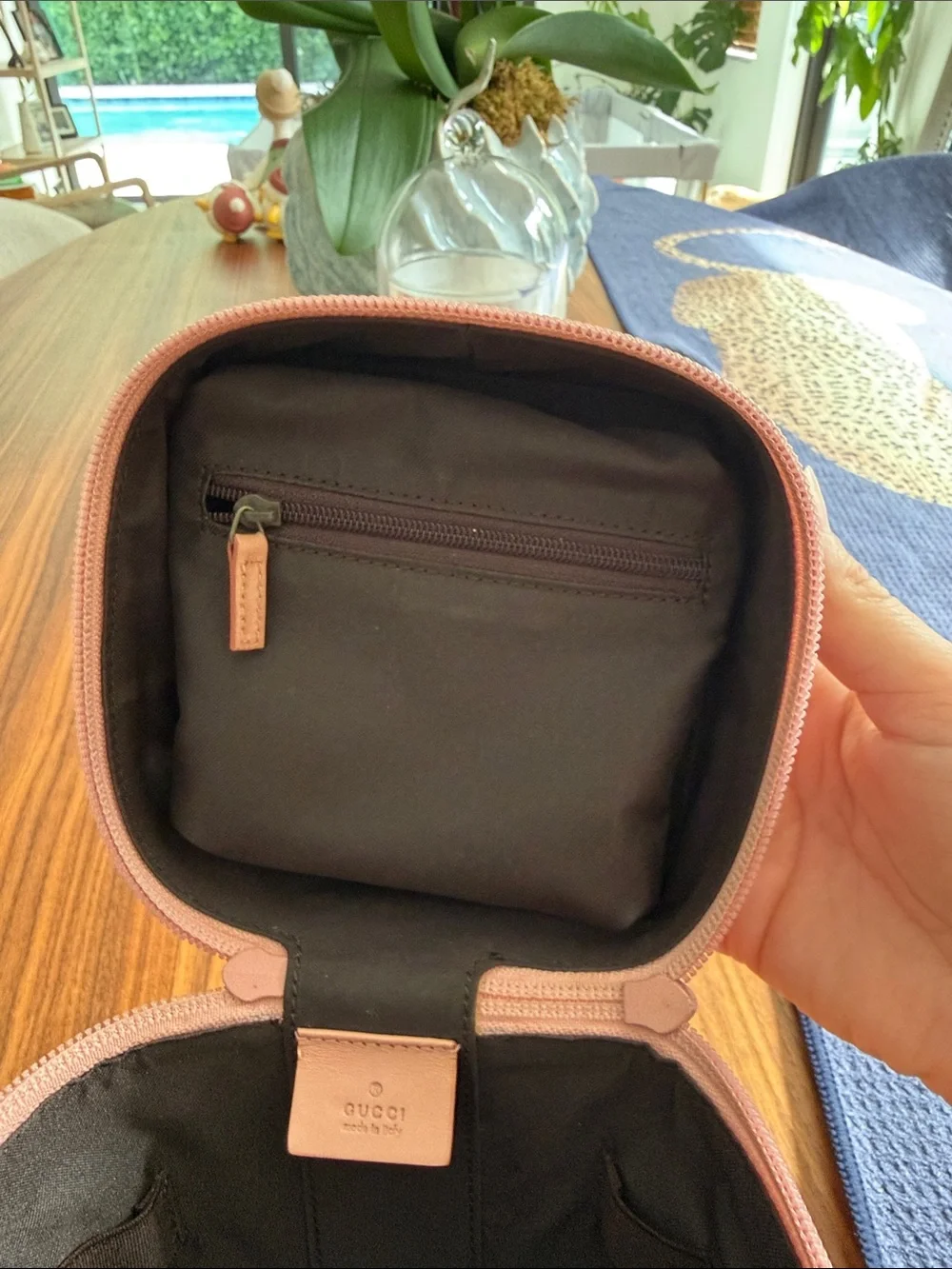 Vintage Gucci Pink GG Canvas Vanity Case with Top Handle
